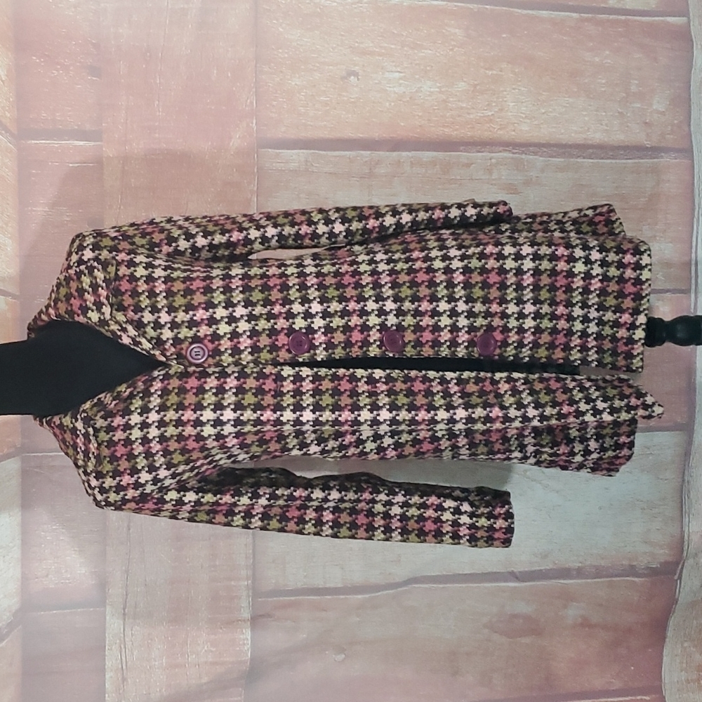 Poema Houndstooth Long Pea Coat